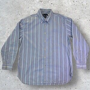 TOMMY HILFIGER Men Adult XL Blue Striped Long Sleeve Button Down Casual Shirt